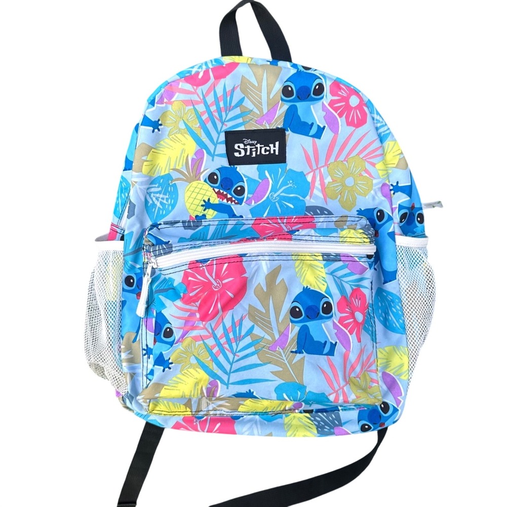 Disney Lilo & Stitch Tropical Floral Backpack Blue Hibiscus‎ Kids School Bag